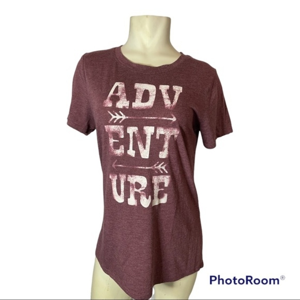 Women's Modern Lux Maroon "Adventure" Graphic Tee Size XL